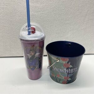 Disney Snow White Movie 2025 Regal Exclusive Snowglobe Cup &Metal Popcorn Bucket